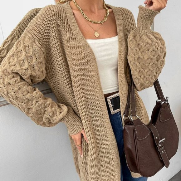 KHAKI CARDIGAN FALL WINTER STREETWEAR TRENDING - Picture 4 of 6